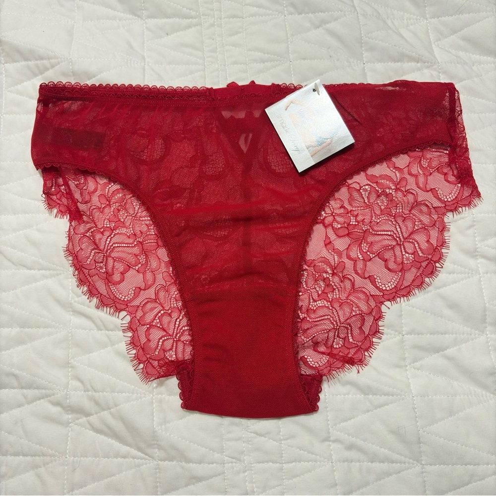SMART & SEXY Womans Panties Red Lace Sheer Sz 7 NWT